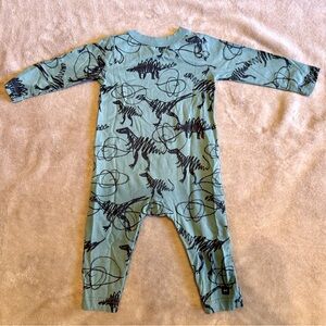 Boy/unisex 9-12 month Tea Collection long sleeve romper in Scribble Dinosaur